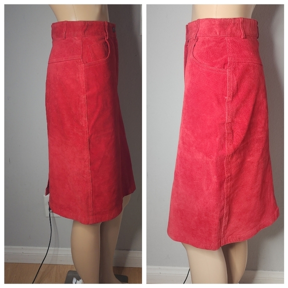 Evan Davies Leather Red Suede skirt. Vintage size 6. Runs small - Picture 16 of 16